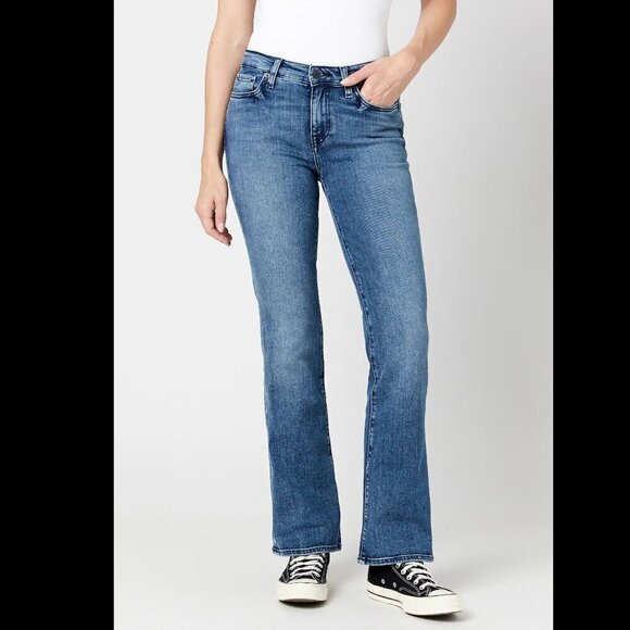 BUFFALO DAVID BITTON NWT Mid Rise Bootcut Queen Whiskered & Sanded Blue Jeans 30 - Picture 1 of 16